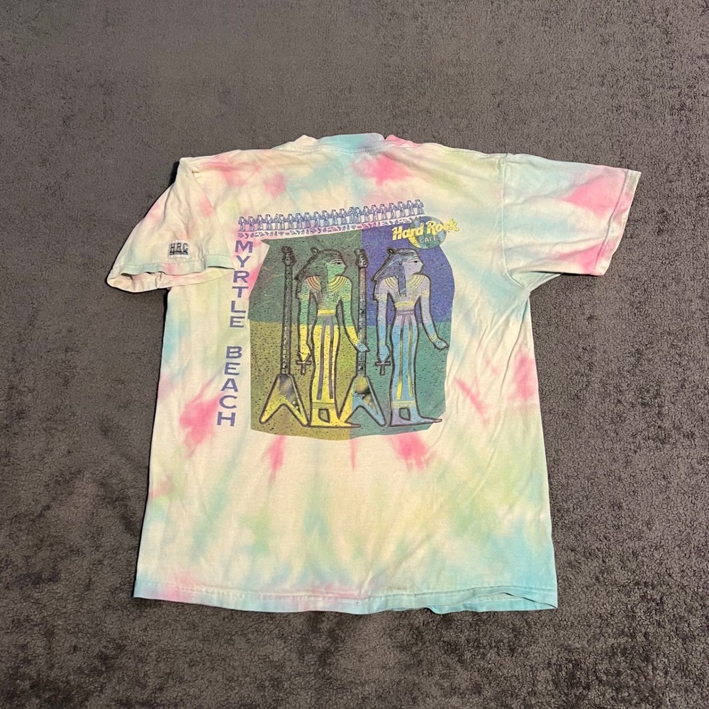Vintage 90s Hard Rock Cafe Myrtle Beach Tie Dye Shirt Mens Medium Egyptian